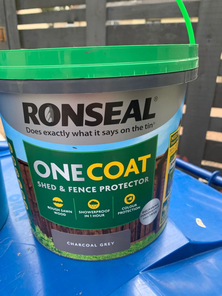 Ronseal One Coat Shed & Fence Protector - Charcoal Grey, NEW