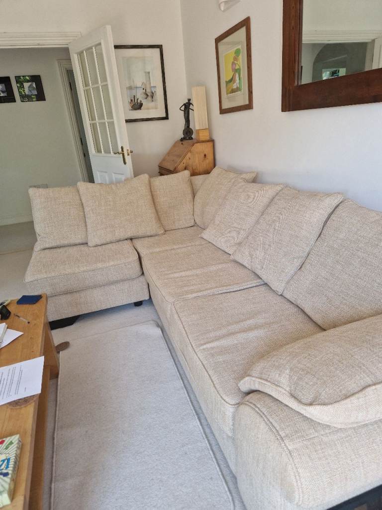 Large Beige Corner Sofa – Good Condition