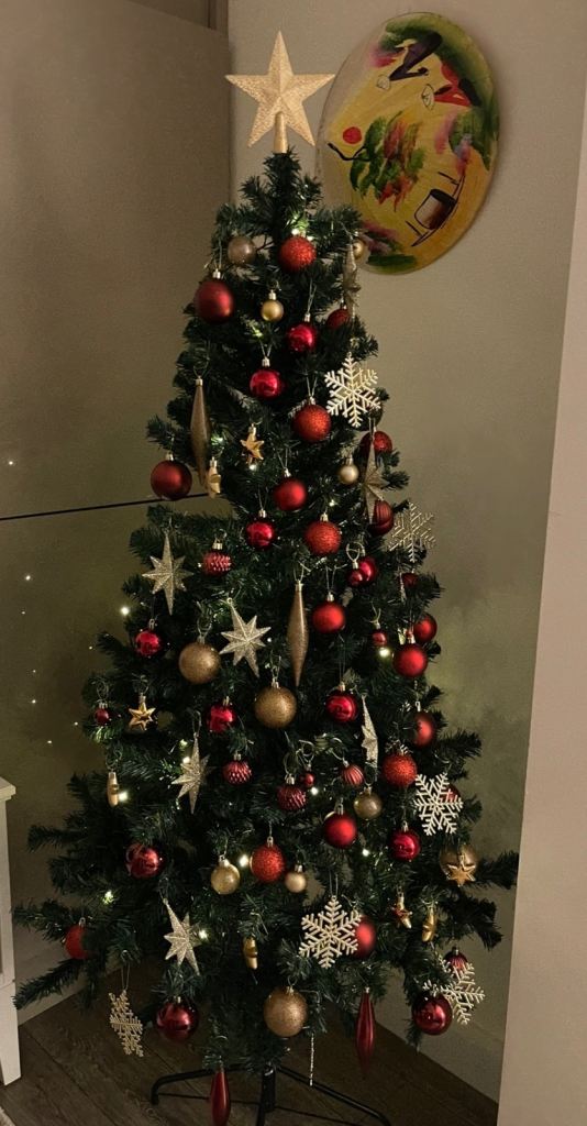 Artificial Christmas Tree with Decorations and Lights