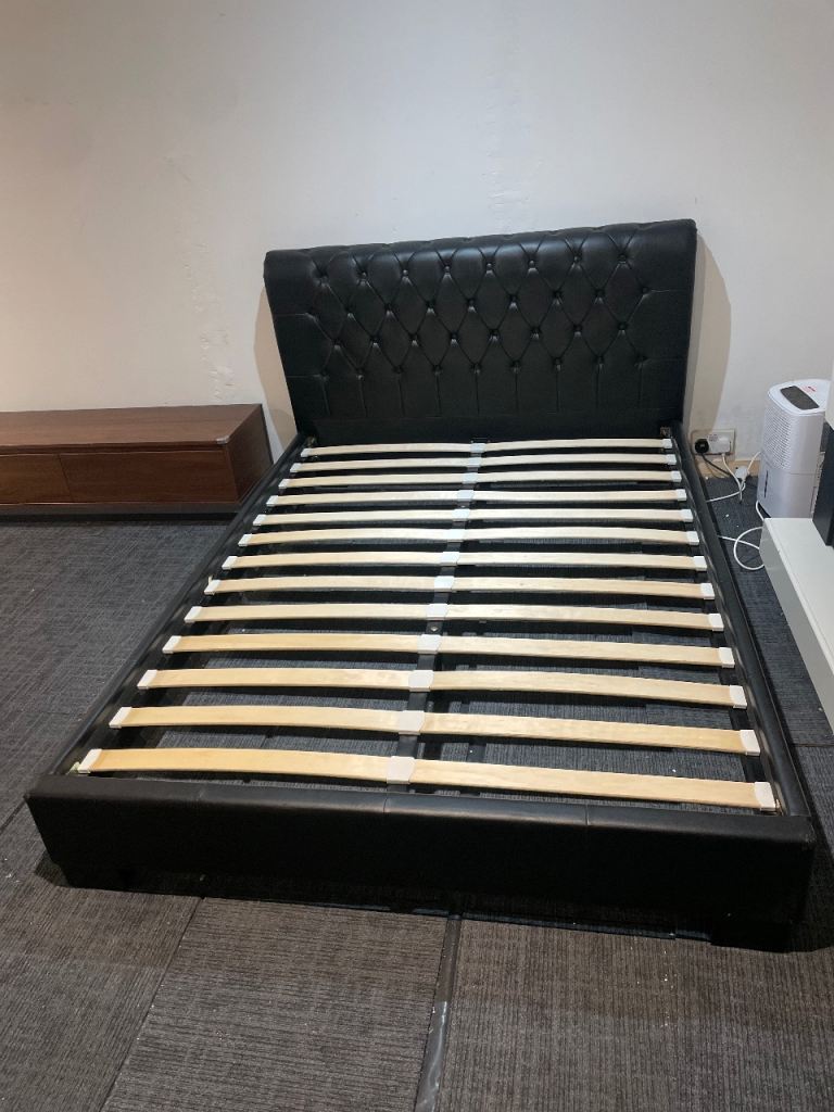 Leather Black Double bed