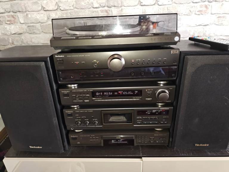 technics retro hifi stack complete cd tape turntable amplifier 90w remote