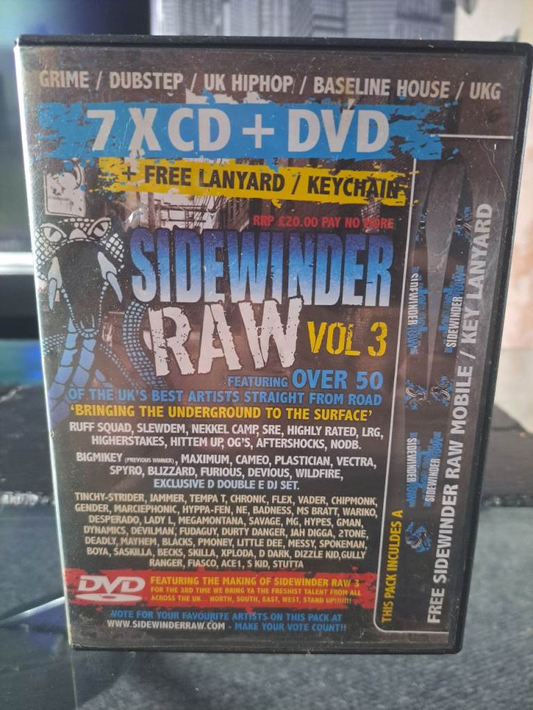 Sidewinder Raw Vol 3 7xCD + DVD Grime Dubstep UK Hip Hop