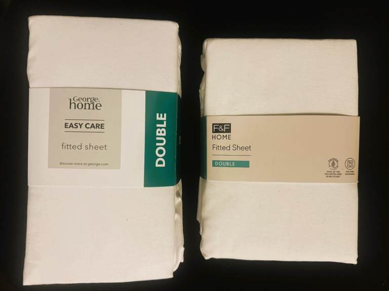 2x BRAND NEW UK Double Size Bed Fitted Sheets - Super Soft Material - White