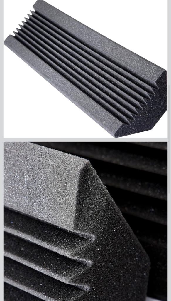 4-Pack Corner Acoustic Panels – 915 x 220mm Acoustic Padding for Wall – Bass Traps for Recording