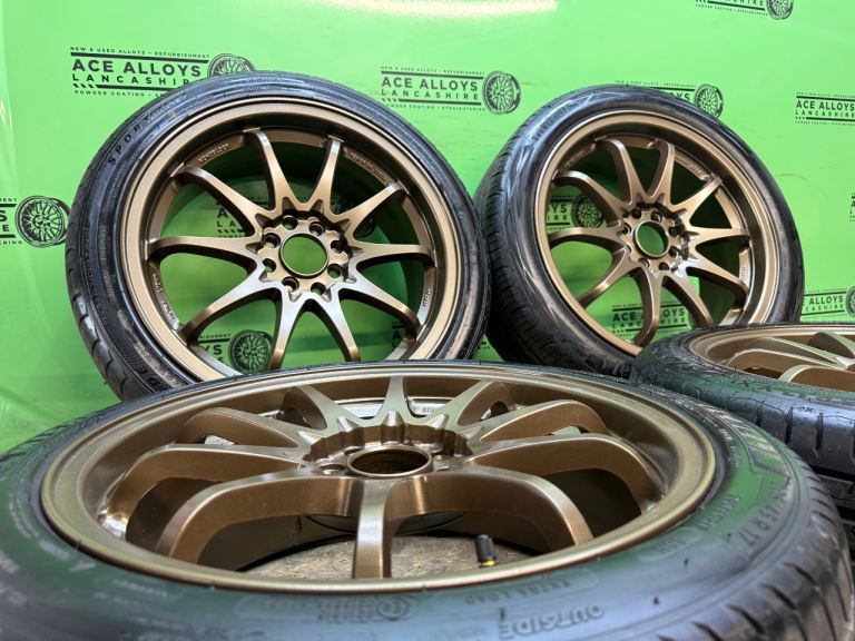 REFURBISHED KEI RACING ULTRA LIGHT 17” 4x100 4x108 ALLOY WHEELS + TYRES HONDA TOYOTA FORD