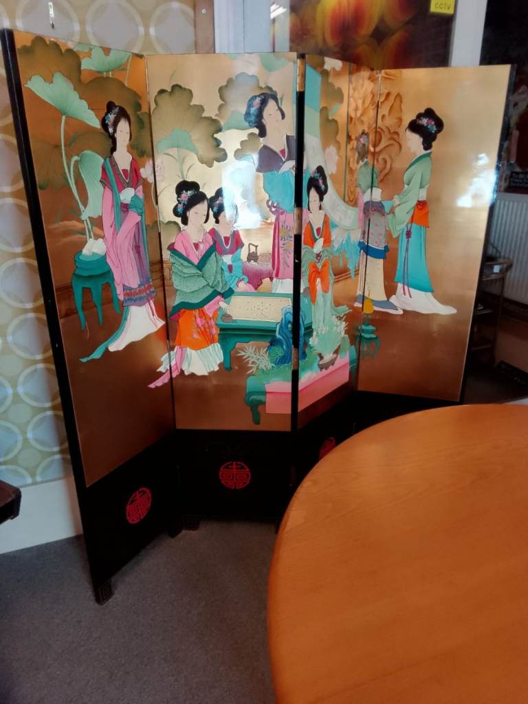 Mid Century Room Divider. 4 panels, Double sided. Can be wall mounted or free standing.