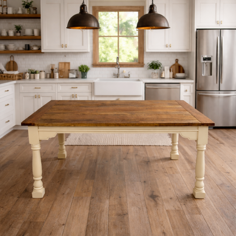 Painted Finish Large Extendable Dining Table Rustic Farmhouse Style - Any Farrow & Ball Colour!
