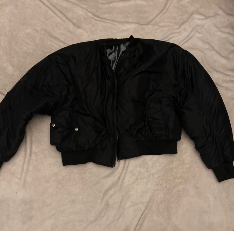 Black Bomber Jacket – Size 8, Good Condition