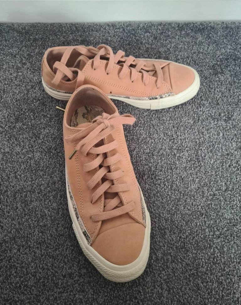 Rose pink and snake print Converse All Star sneakers/trainers - womens size 7