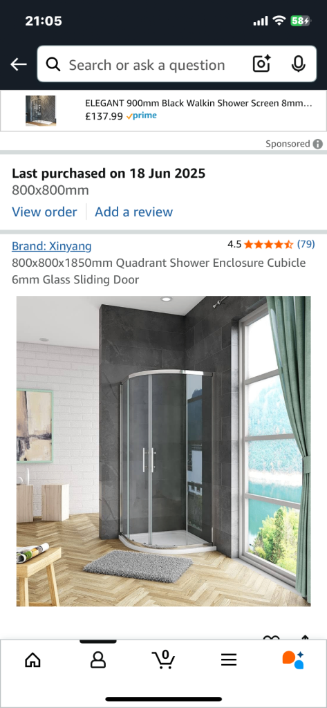 image for Shower side panels only with top and bottom frame