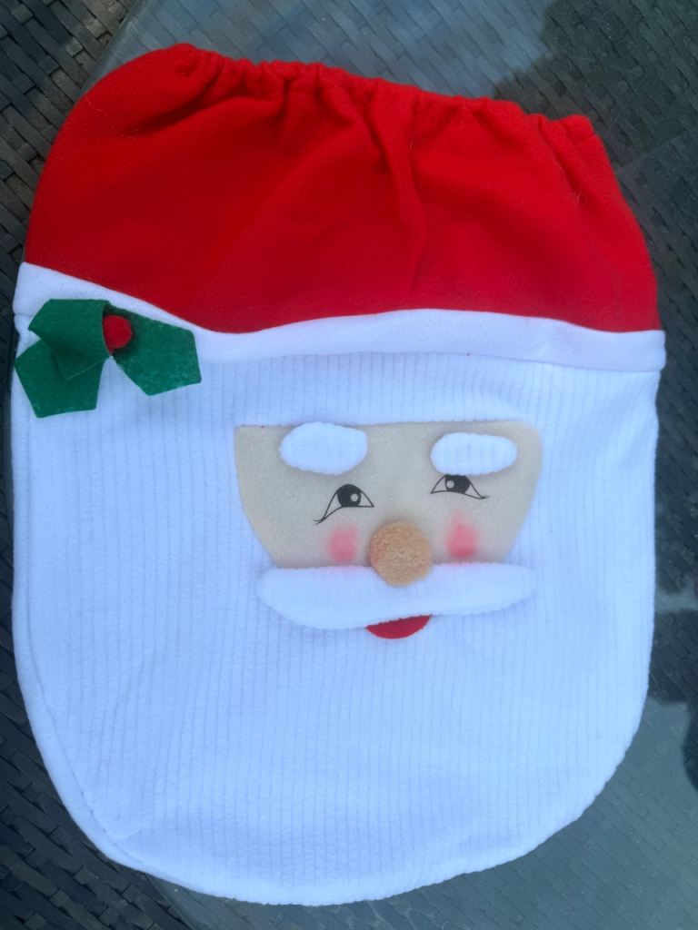 Festive Santa Toilet Lid Cover - NEW Multicoloured Fabric