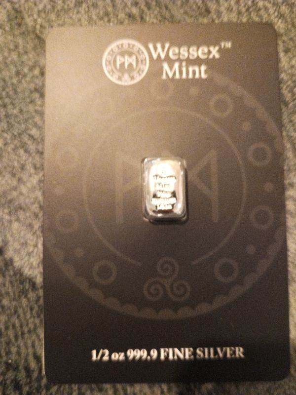 Wessex mint 1/2 oz 999.9 pure silver bar
