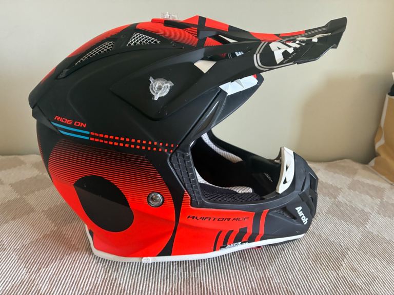 Airoh ace nemesi orange Matt motocross helmet size large 