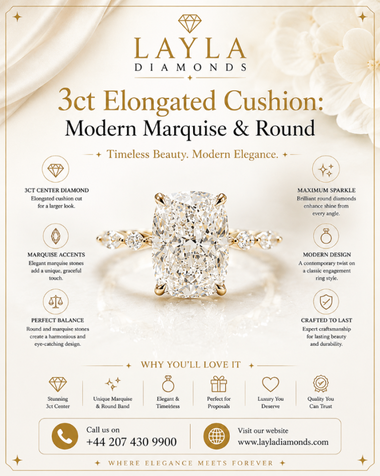 3ct Elongated Cushion: Modern Marquise & Round | Layla Diamonds