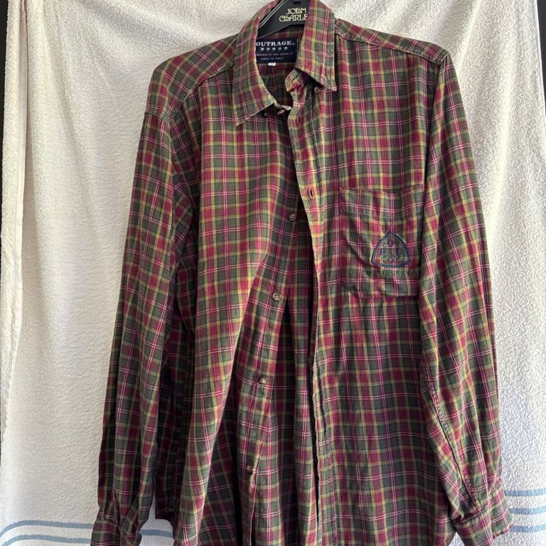 Vintage Men's long-sleeved shirt in a cage size M Made in Italy 100% cotton