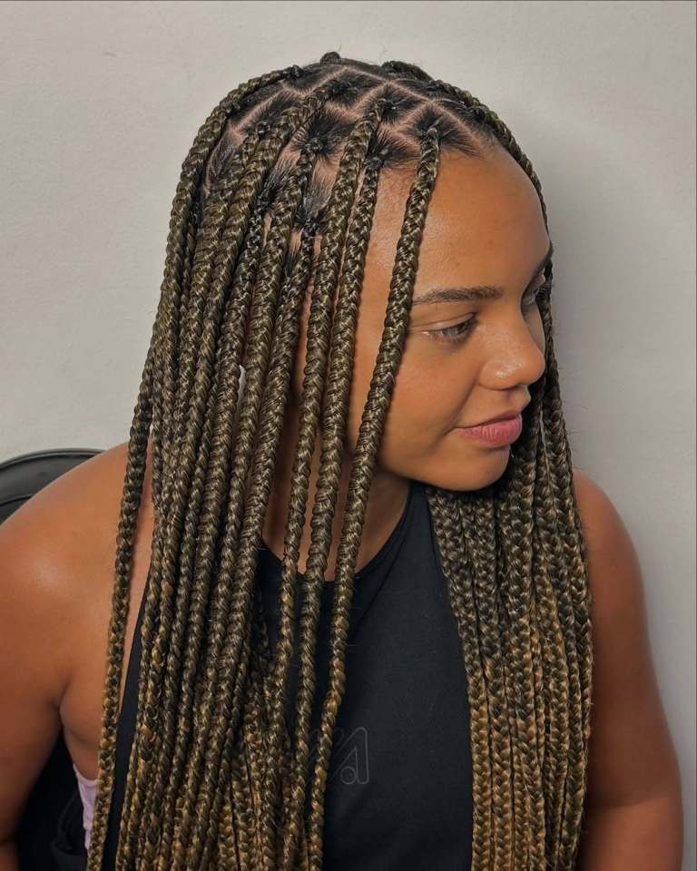 Box Braids all lengths and sizes, pre-stretched hair provided. 