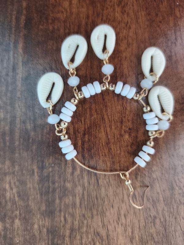 Lovely Cowrie Shell and Bead Hoop Earrings