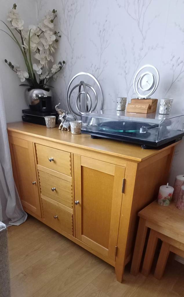 Solid Wood Sideboard with Drawers and Cupboards – Good Condition