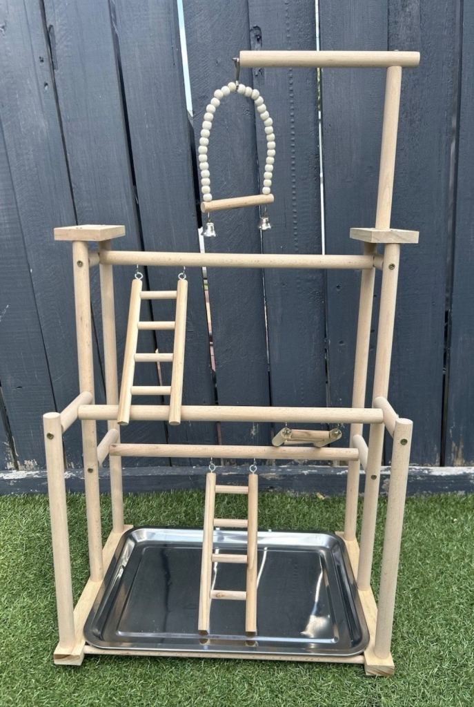 Wooden Bird Playground Stand Multi Level Perches Ladders Swing Budgie Parakeet 