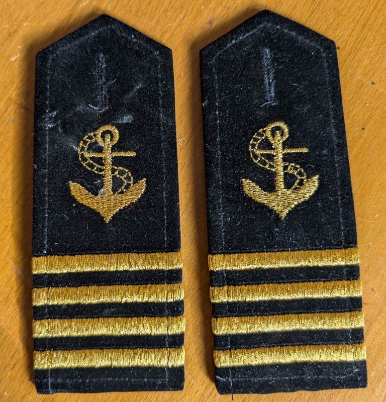 Pair (2) Epaulette Shoulder Boards Merchant Navy with Anchor and 4 bars 
