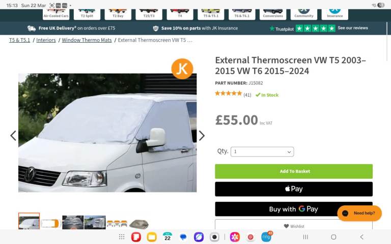 Vw t5 t6 external thermoscreen set