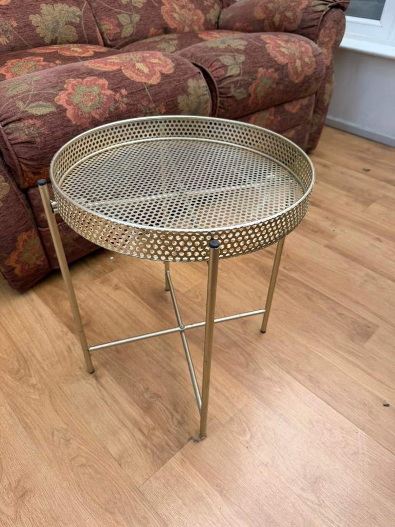 Stylish Gold Metal Side Table – Good Condition