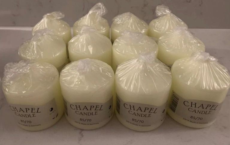 12 Wenzel Chapel Church Candles 85mmx70mm- WEDDING, FLORISTRY,PARTY, CHRISTMAS