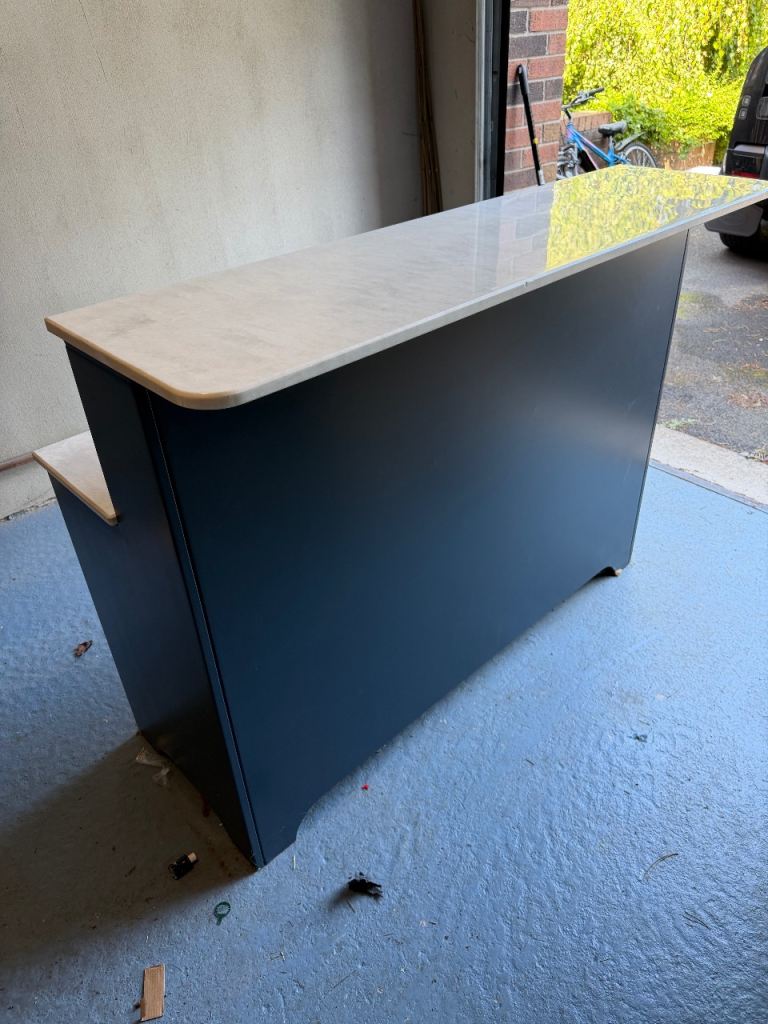 Shop Counter/Bar  - Grey/Blue Finish with Marble top 