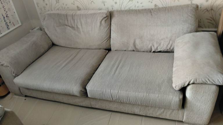 Comfy Grey Fabric Two-Seater Sofa – Good Condition