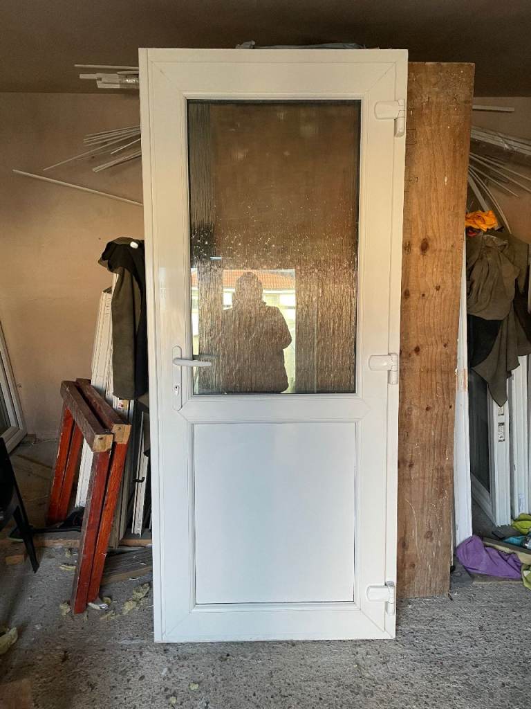 UPVC DOOR 201.5 x 86.5 cm - BEAUTIFUL UPVC DOUBLE GLAZED DOOR - OBSCURE GLASS (REF: DX201)