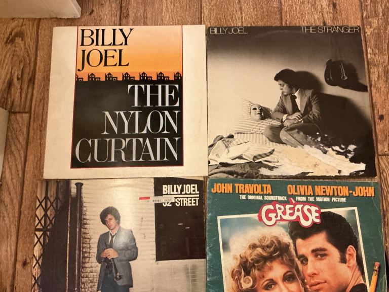 3 BILLY JOEL ALBUMS. THE NYLON CURTAIN. THE STRANGER. 52 STREET. GREASE ORIGINAL . THE BEATLES VOL 1