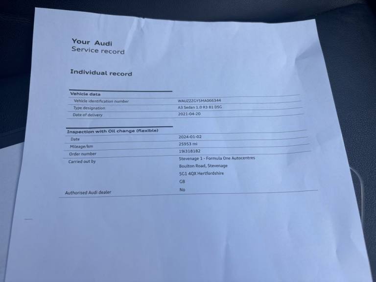 2021 Audi A3 1.0 TFSI 30 Sport Saloon 4dr Petrol S Tronic Euro 6 (s/s) (110 ps) Saloon Petrol Aut...