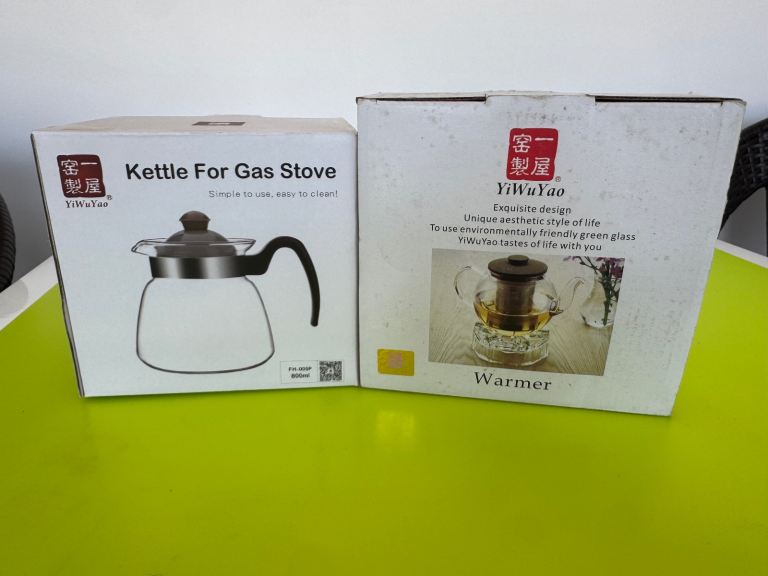 New YiWuYao Glass Kettle for Gas Stove with Warmer