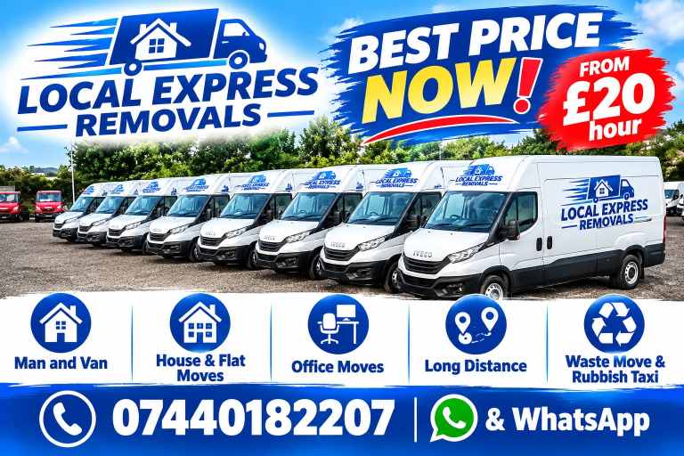 TODAY FROM £20/MAN & VAN/House & Flat Moves/Office Moves & Long Distance/Waste Move & Rubbish Taxi.