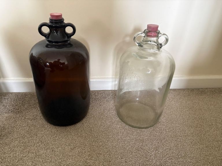 Glass Demijohn Bottles Brown and Clear