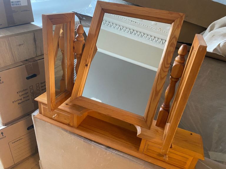 Handmade solid pine dressing table mirror 