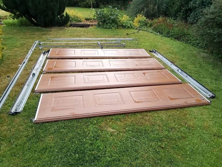Brown Garage Door Panels with Tracks  and electrics .FREE