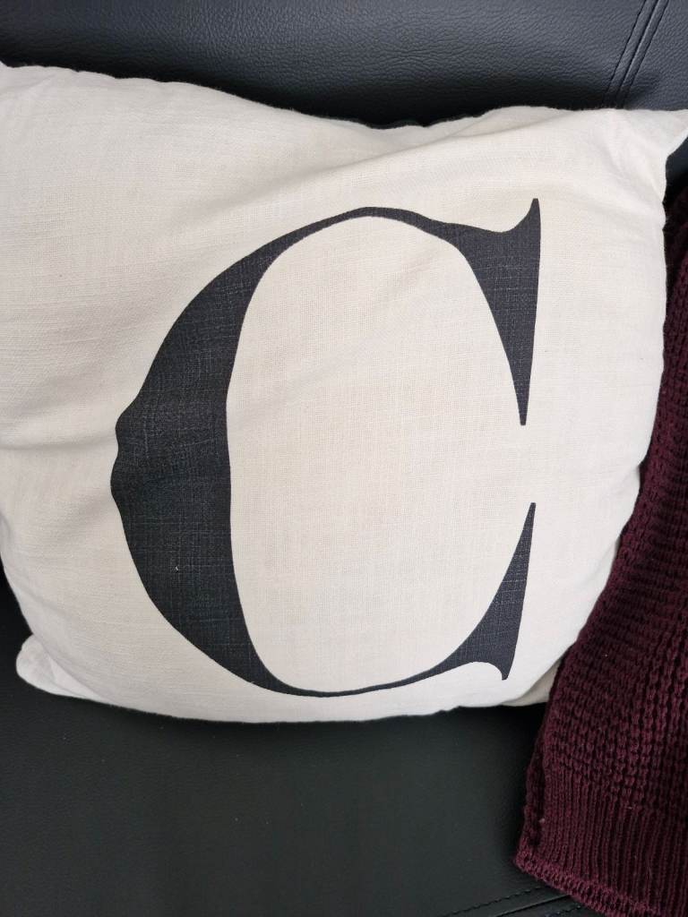 Alphabet "C" scarf and cushion in very good condition 
