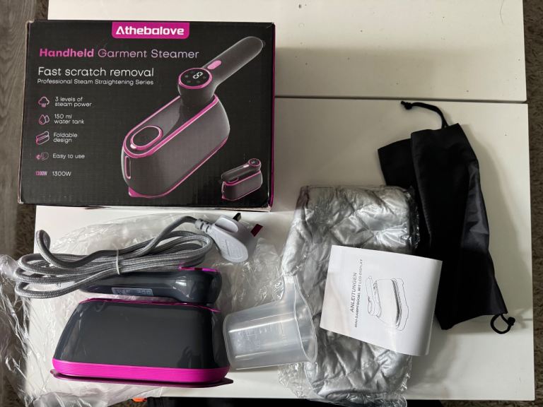 Handheld Garment Steamer 1300W 150ml Foldable Grey/Pink