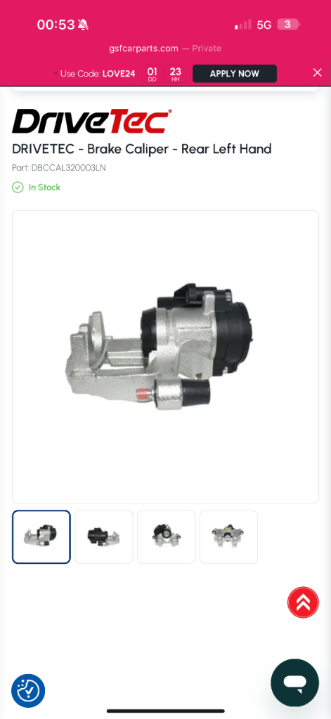 Golf Mk7 Audi a3 rear left caliper with motor