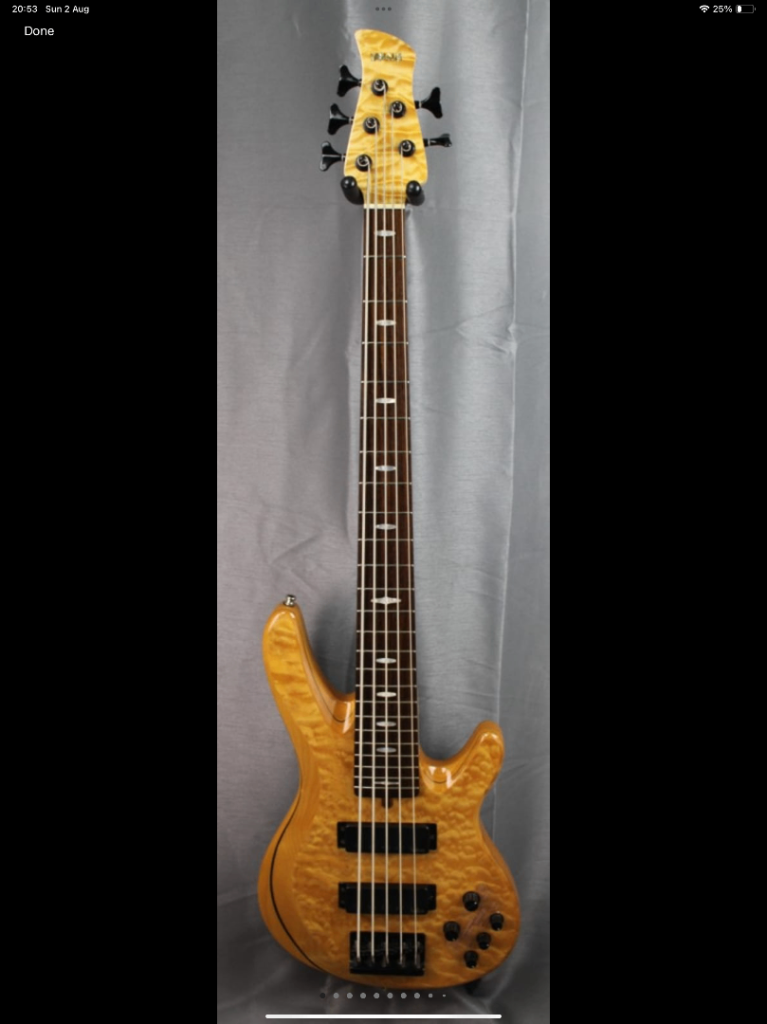Yamaha 5 String Bass Guitar TRB1005 - Natural Quilted Maple 