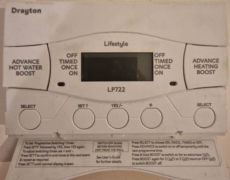 Drayton LP722 Electronic Time Clock and Programmer 2 Channel, 7 Day