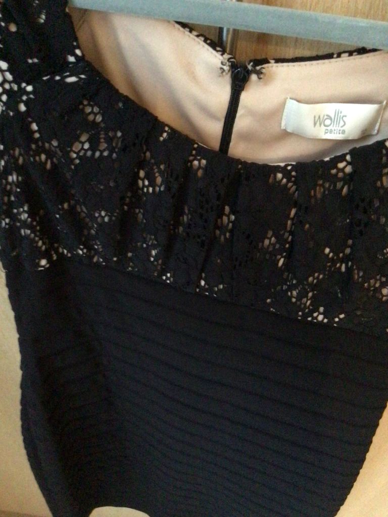 Wallis black bodycon dress,size 10
