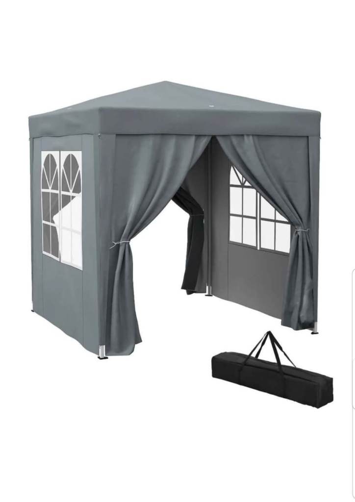 NEW 2m Pop Up Gazebo With 4 Side Walls , Uv50 Protection and Waterproof Gray Height 2.4m
