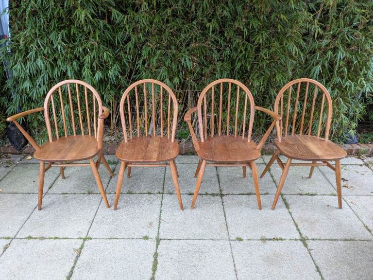 4 x Ercol Windsor dining chairs  Vintage Retro MCM Delivery Available 