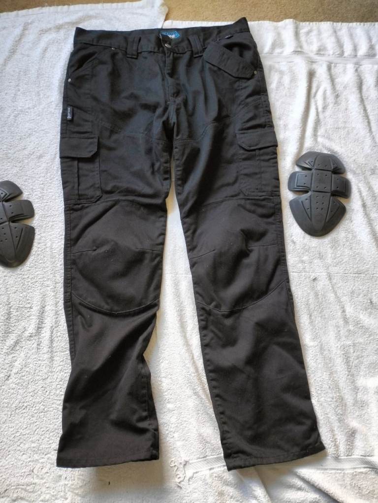 Route One Ladies CE Denim Motorcycle Cargo Jeans DNM001 Black UK 16 34" Waist Reg Leg  31"