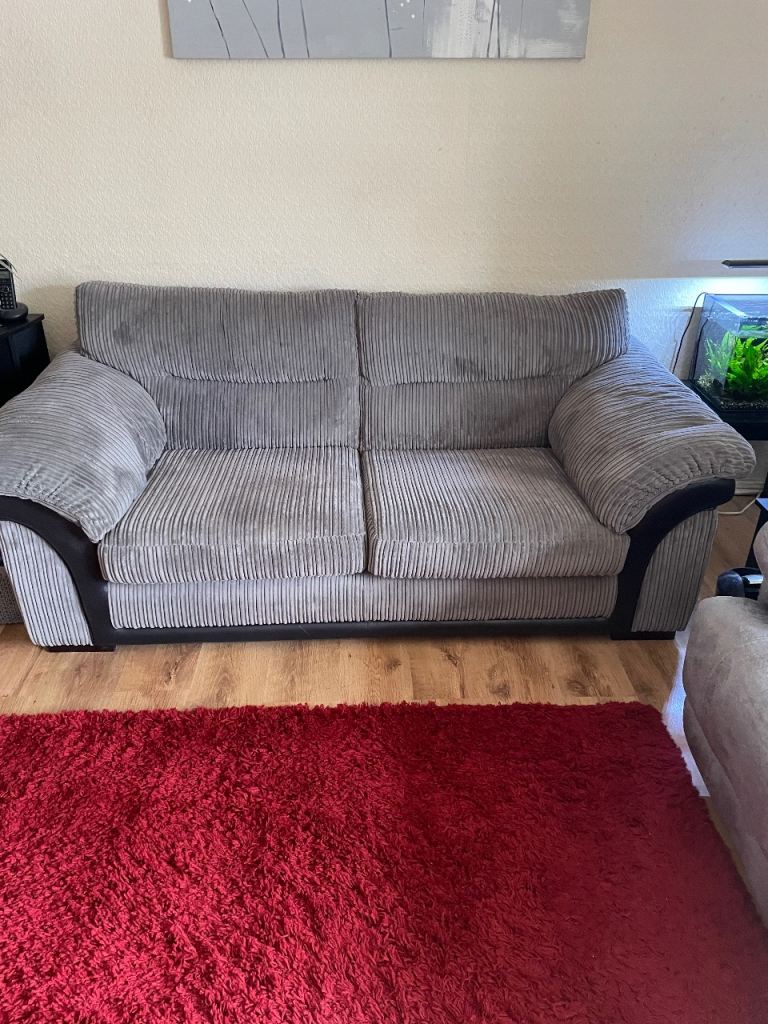 Grey Fabric Two-Seater Sofa – Good Condition