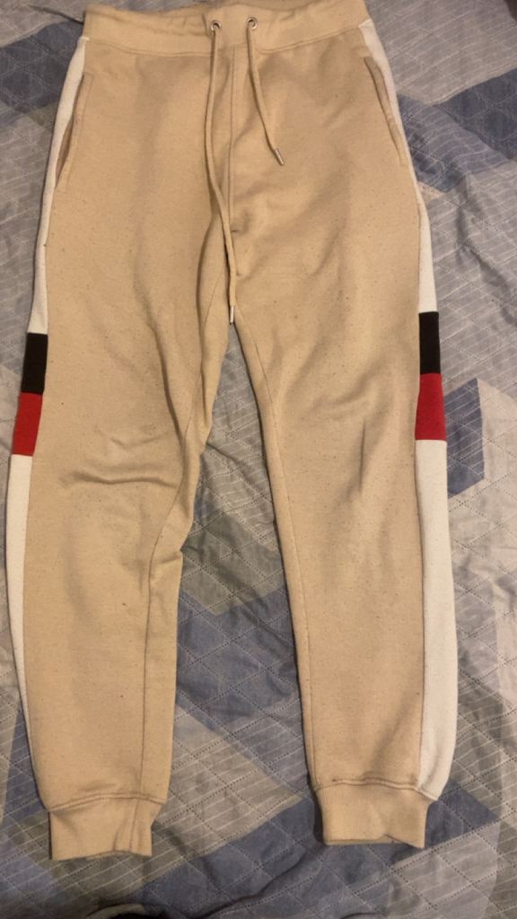 Urbanfit Men's Beige Joggers with Side Stripes - Good Condition