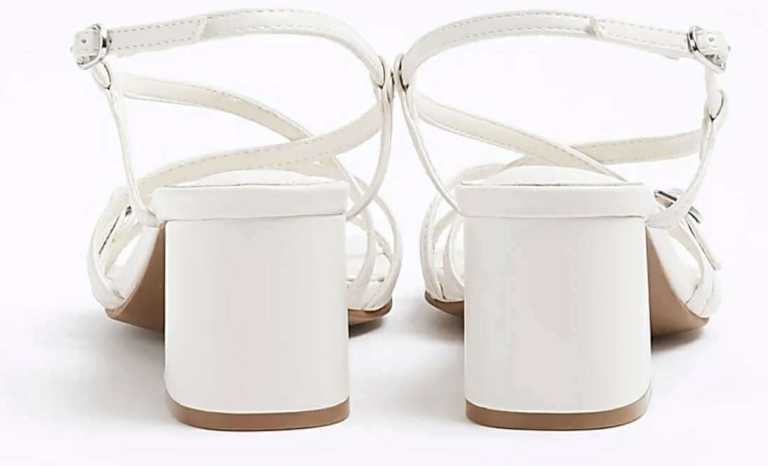River Island Womens Sandals White Wide Fit Strappy Block Heel brand new inbox size 6