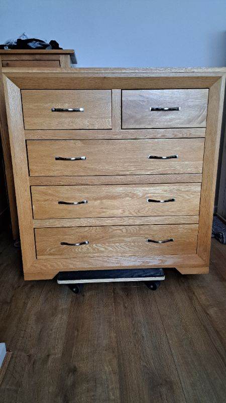 Bevel range solid oak chest of drawers from Oak furniture land 